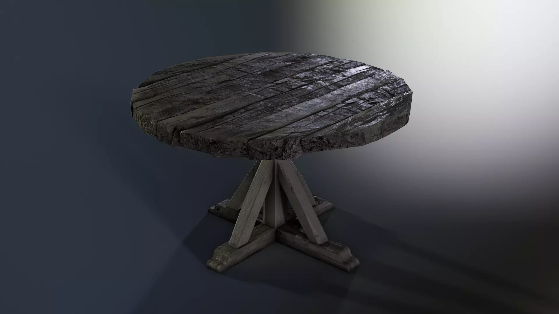 Wooden Round Table Low-poly 3D model