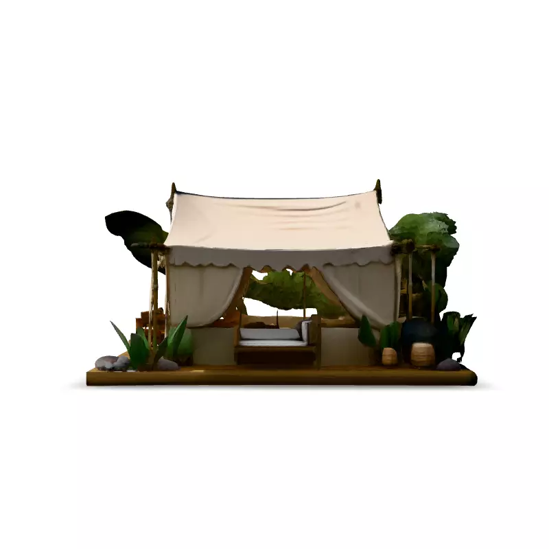 Luxury Safari Tent Diorama Low-poly 3D model_6