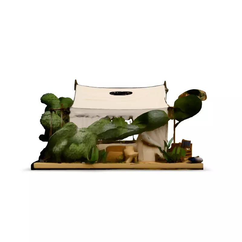 Luxury Safari Tent Diorama Low-poly 3D model_3