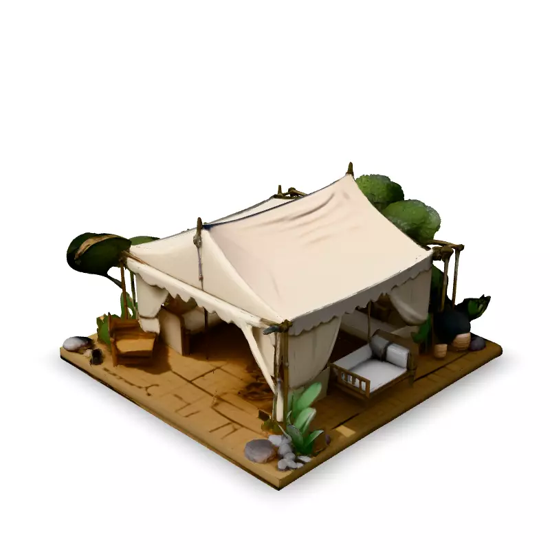 Luxury Safari Tent Diorama Low-poly 3D model_4