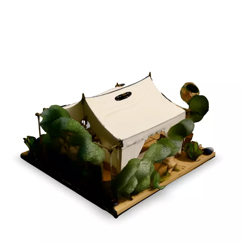 Luxury Safari Tent Diorama Low-poly 3D model_2