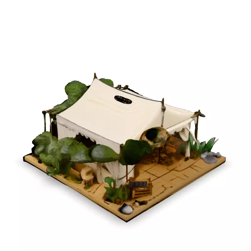 Luxury Safari Tent Diorama Low-poly 3D model_1