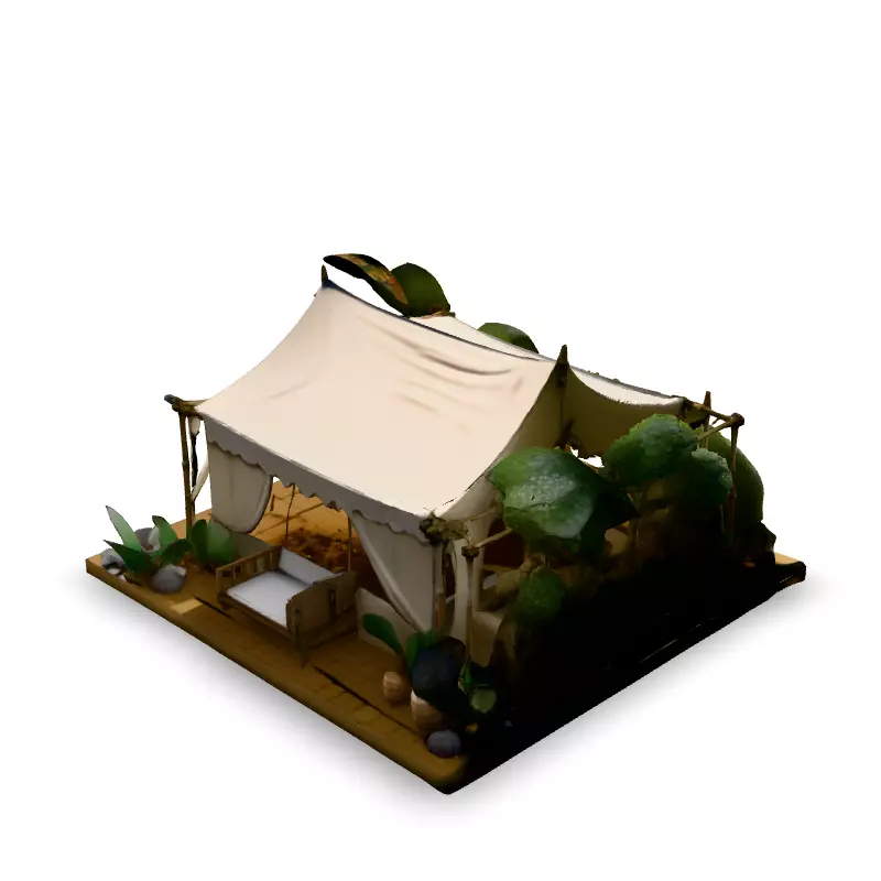 Luxury Safari Tent Diorama Low-poly 3D model_5
