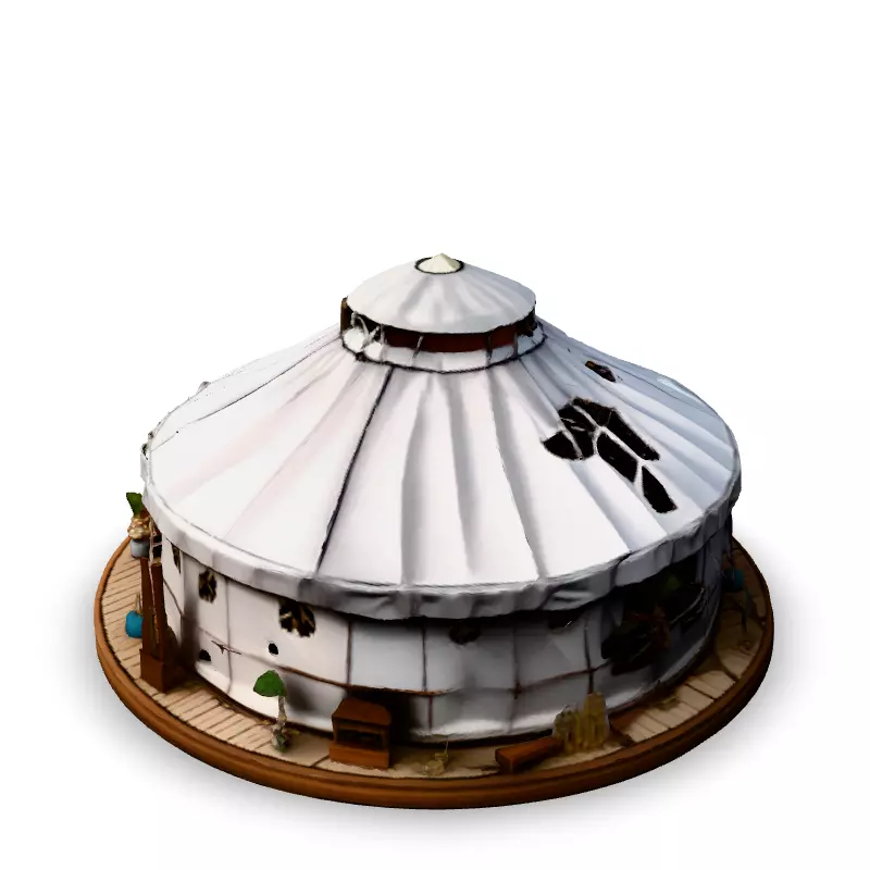 Stylized LowPoly Yurt Tent Low-poly 3D model_4