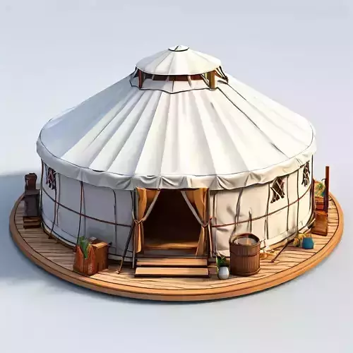 Stylized LowPoly Yurt Tent Low-poly 3D model
