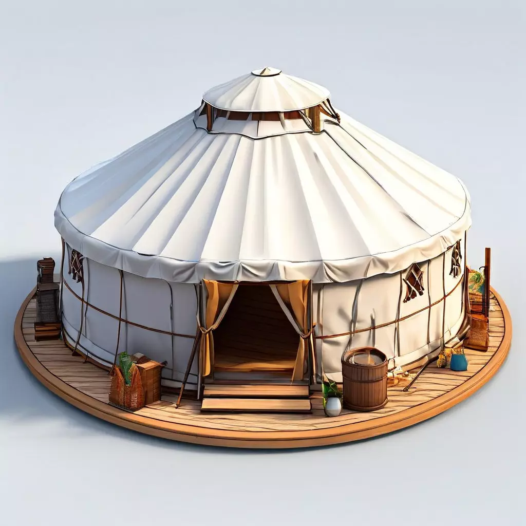 Stylized LowPoly Yurt Tent Low-poly 3D model_0