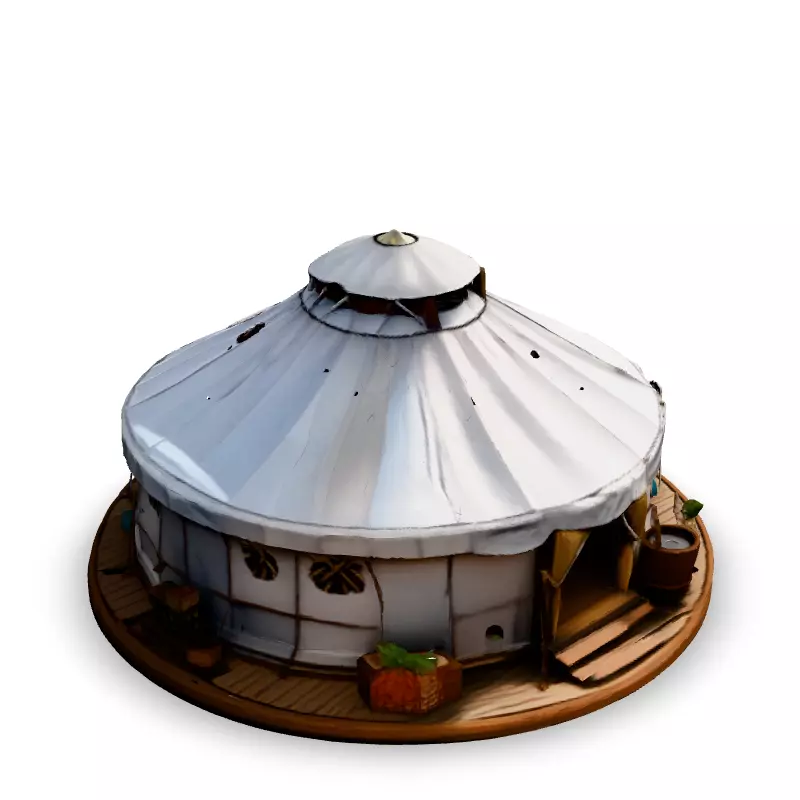 Stylized LowPoly Yurt Tent Low-poly 3D model_2
