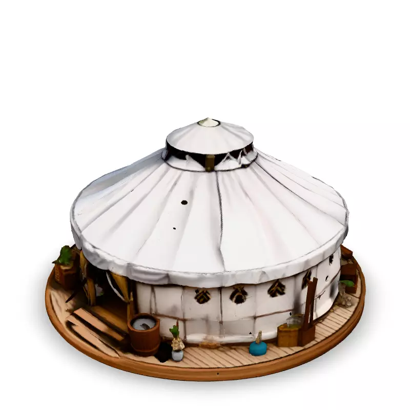 Stylized LowPoly Yurt Tent Low-poly 3D model_1