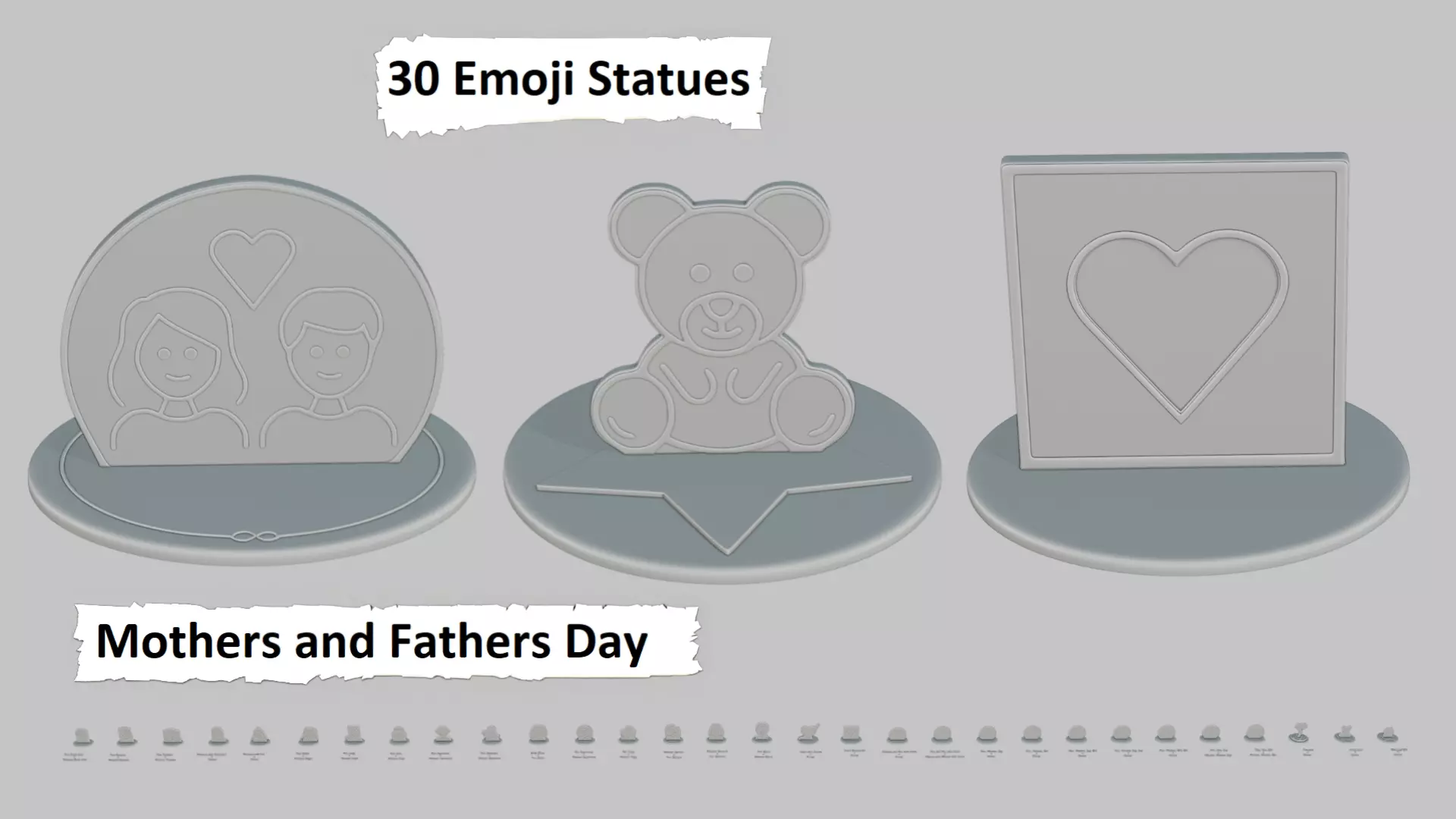 Mothers and Fathers Day Medium Pack Emoji Statues 3D print model