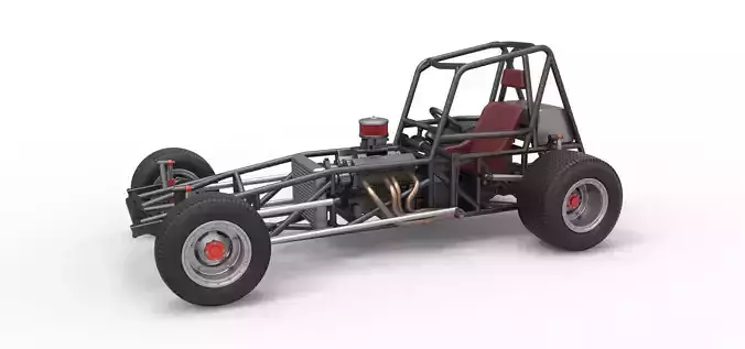 Vintage Dirt Modified stock car Base Version 2 Scale 1 to 25 3D print model