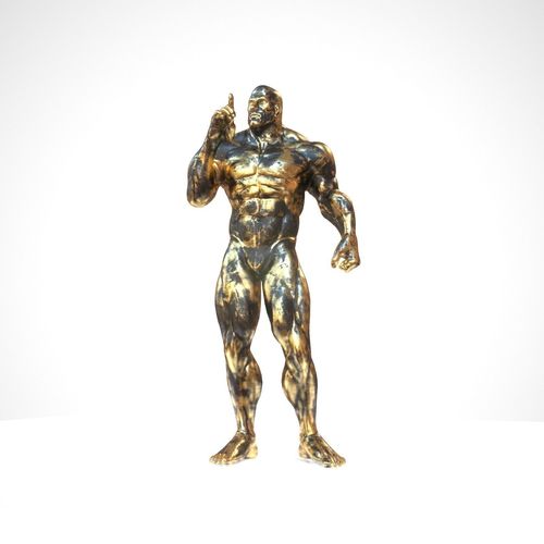 Supermuscular Sculpture Black and Gold Warning Low-poly 3D model