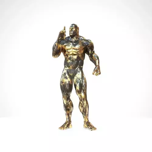 Supermuscular Sculpture Black and Gold Warning Low-poly 3D model