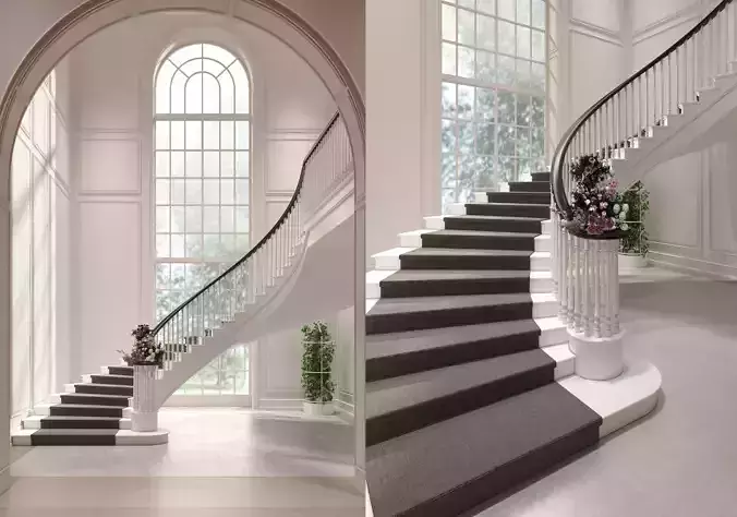 spiral stairway Low-poly 3D model