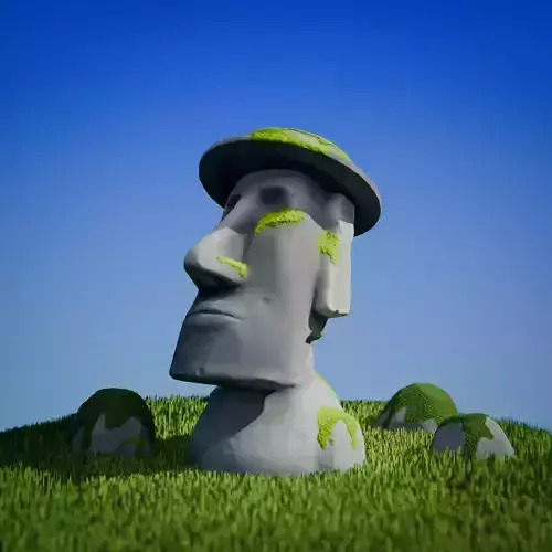 Moai Cartoon HighPoly Sculpt  Made in Blender