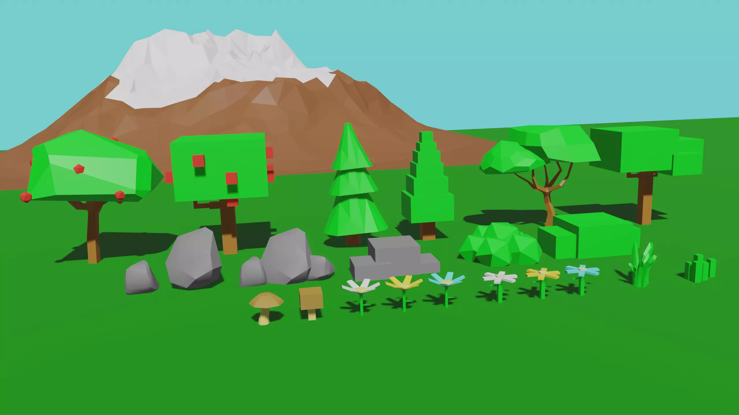 Low poly And Ultra low poly nature pack Low-poly 3D model_1
