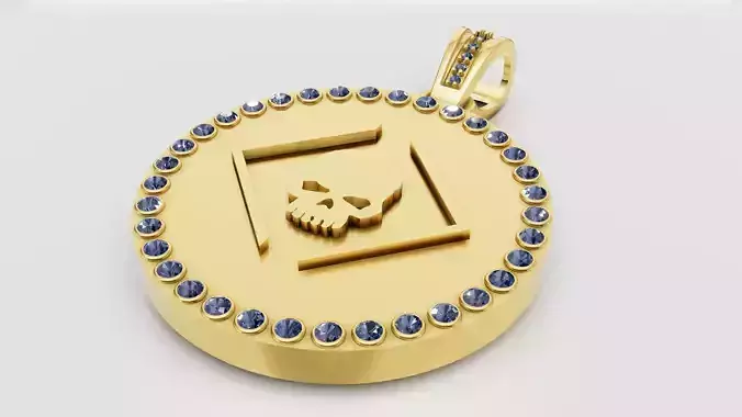 Skull Square Pendant  3D printable model  