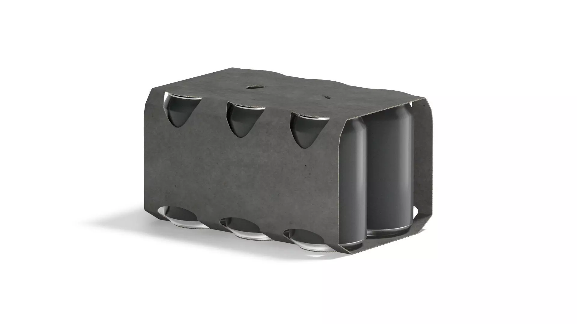 Black Six 330ml Can Cardboard Pack - for beer or juice soda 3D model_3