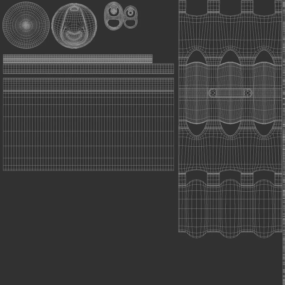 Black Six 330ml Can Cardboard Pack - for beer or juice soda 3D model_5