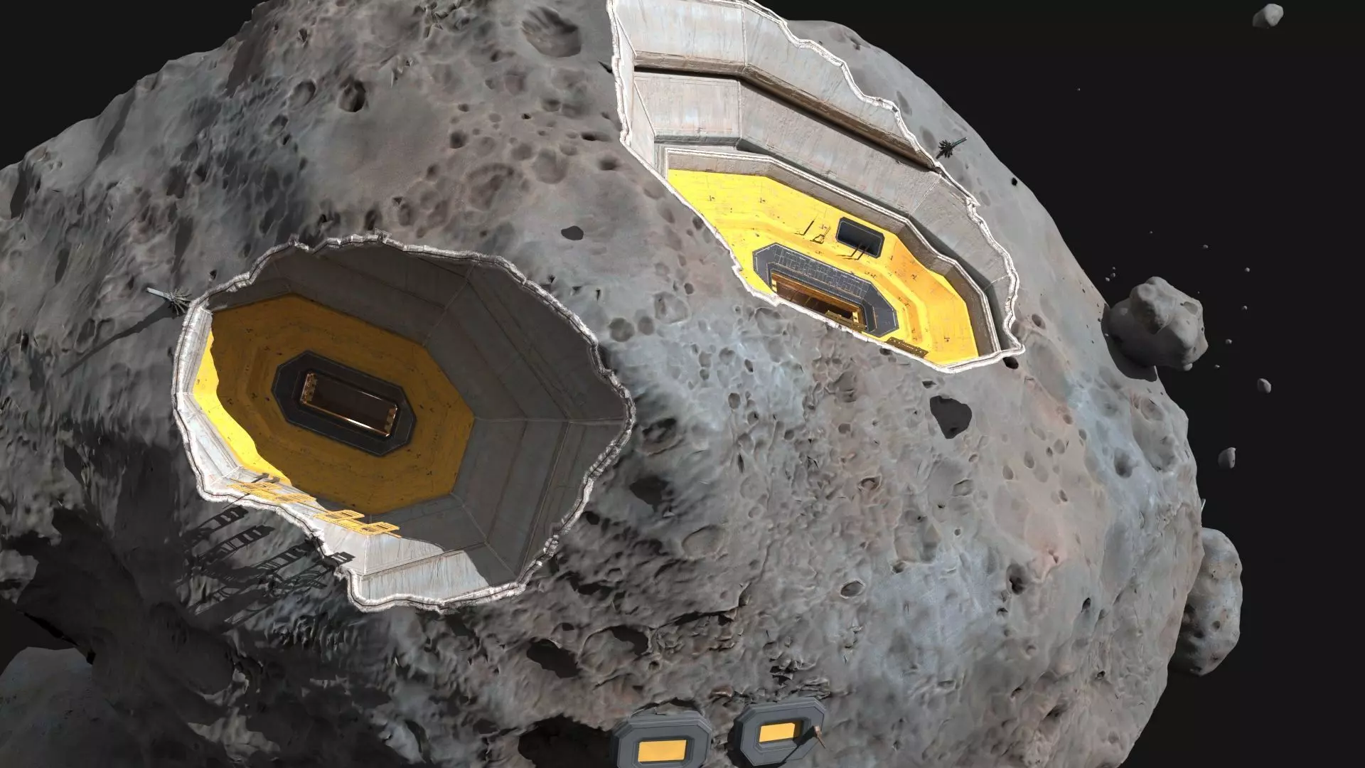 Future Science Fiction Space Meteorite Base 3D model_1