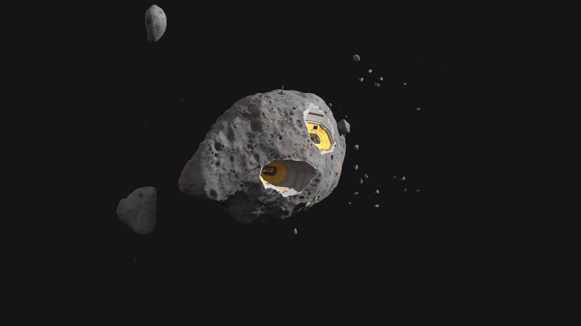 Future Science Fiction Space Meteorite Base 3D model_5