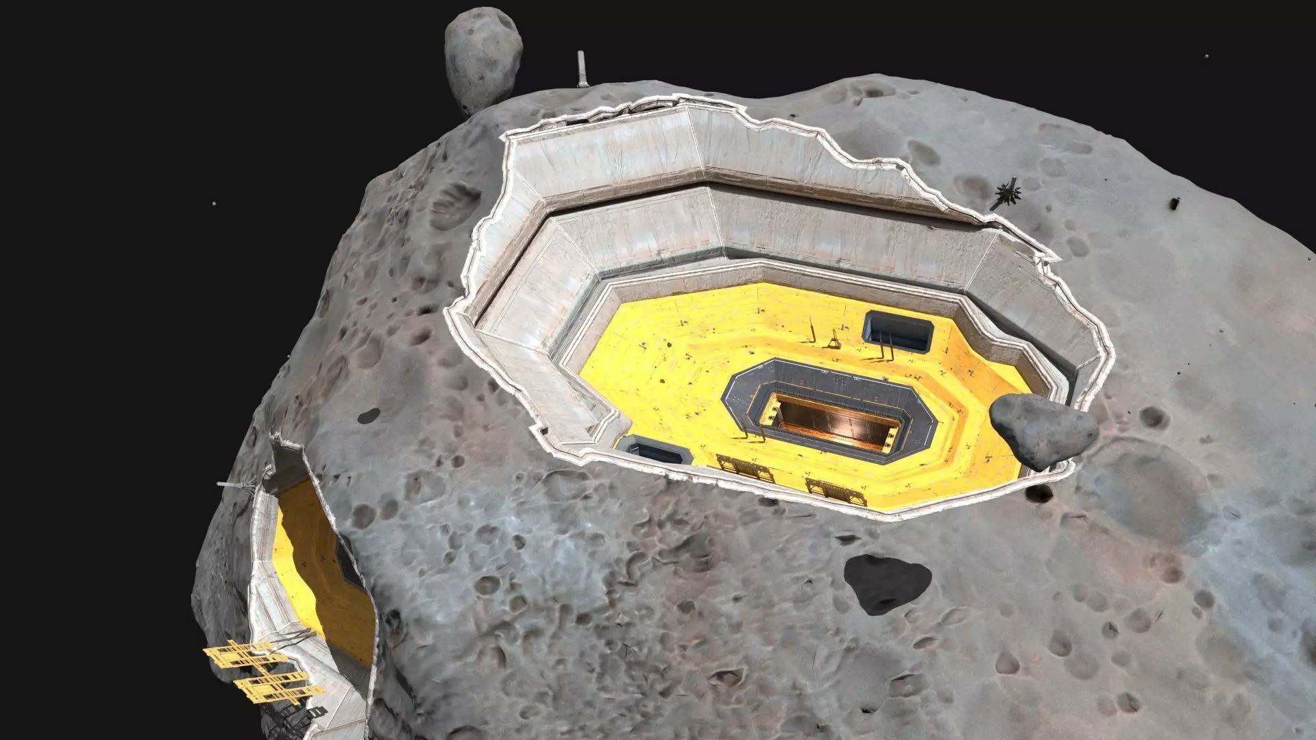 Future Science Fiction Space Meteorite Base 3D model_6
