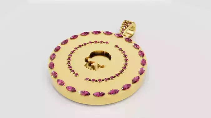 Skull Circle Pendant 3D printable model  