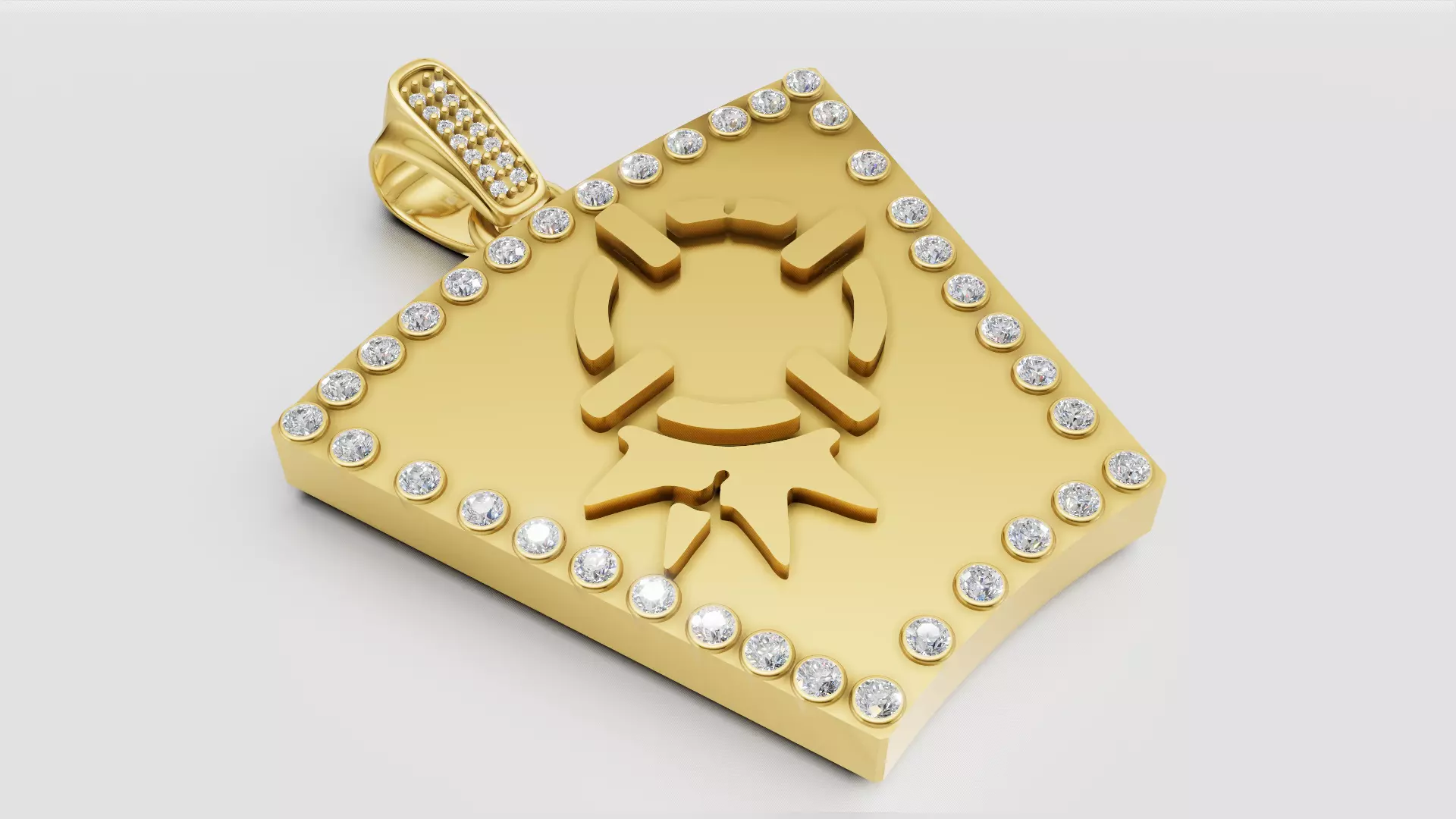 Gear And Star Pendant  3D printable model   3D print model_3