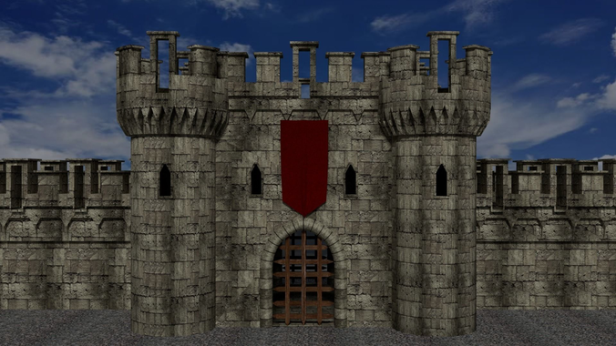 Castle with door Free low-poly 3D model