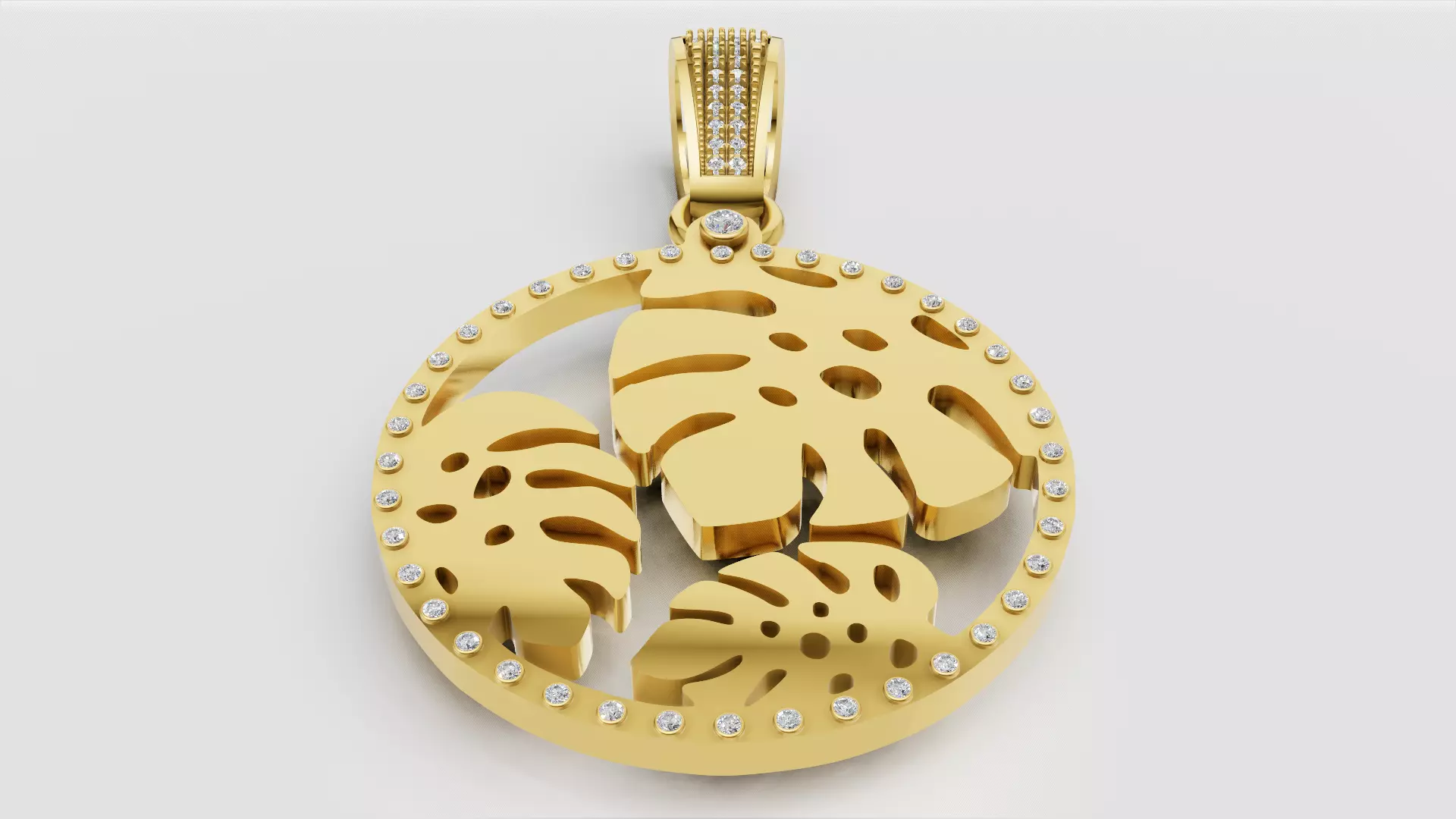 Monstera Pendant 3D printable model 3D print model_1