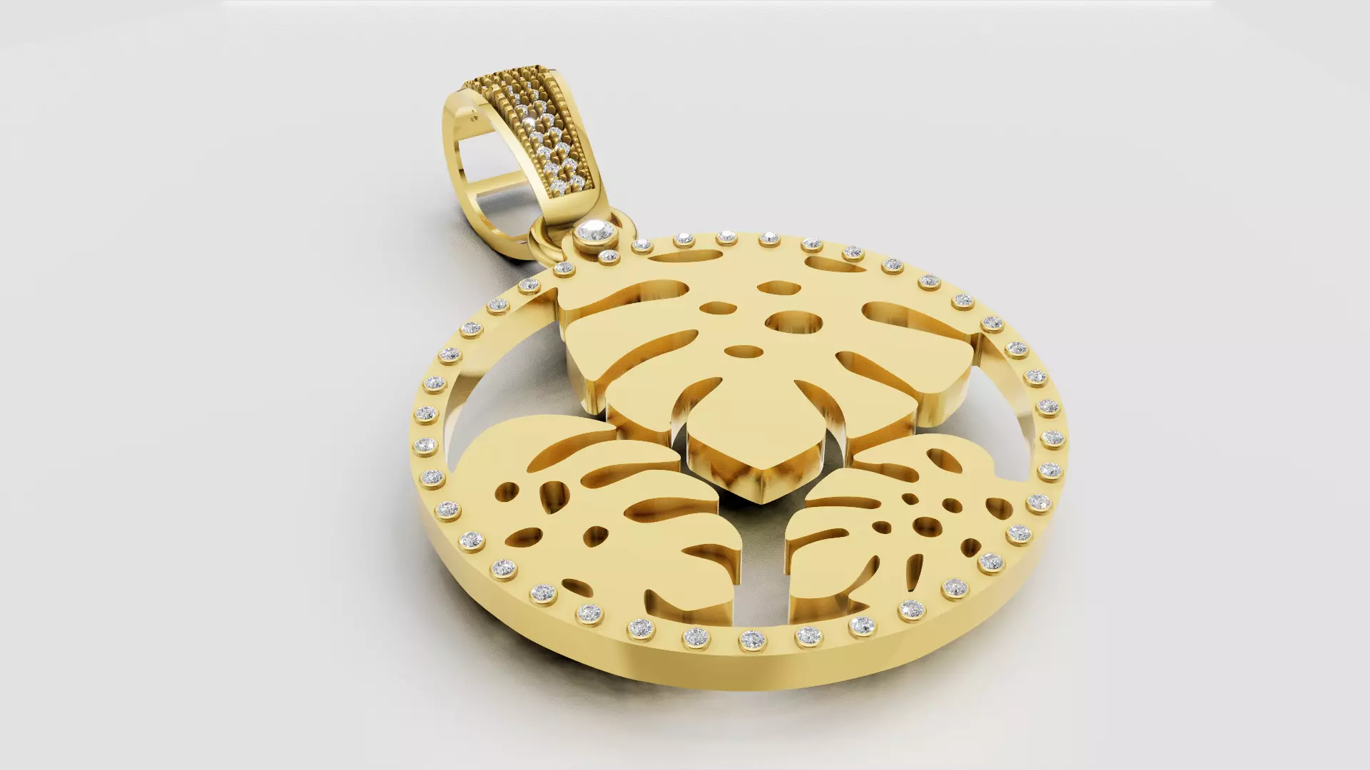 Monstera Pendant 3D printable model 3D print model_3