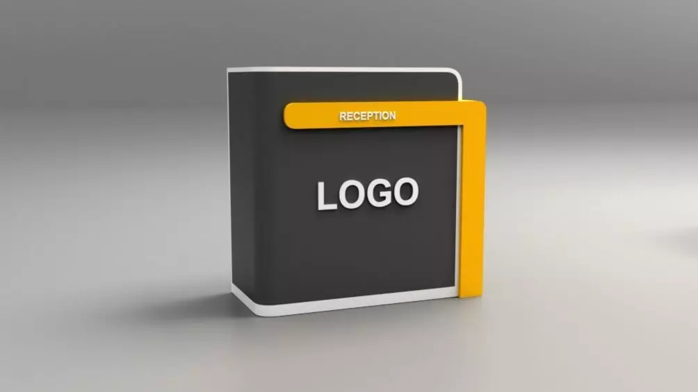 Set of 4 Exhibition Reception Counters Low-poly 3D model_2