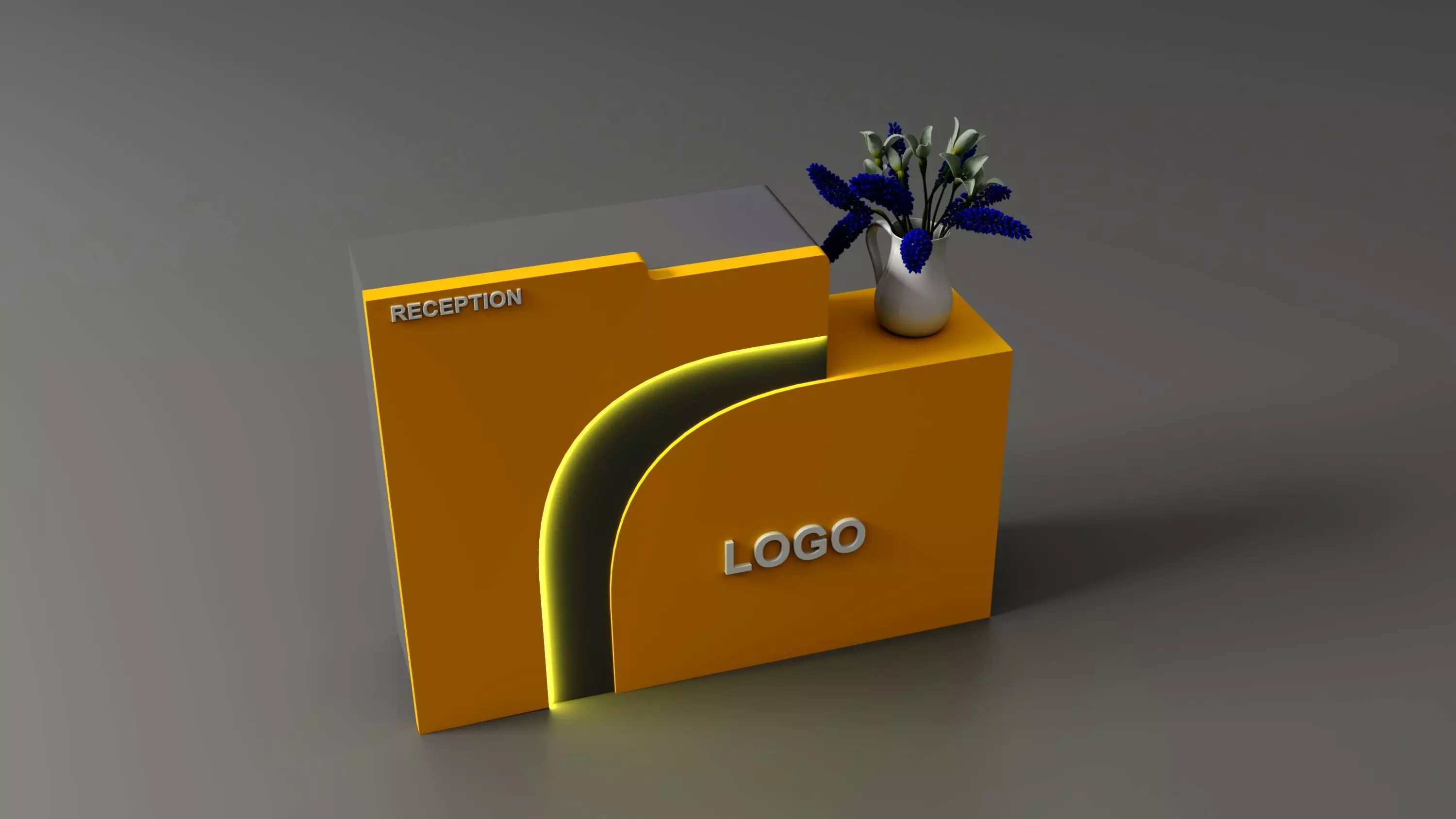 Set of 4 Exhibition Reception Counters Low-poly 3D model_10