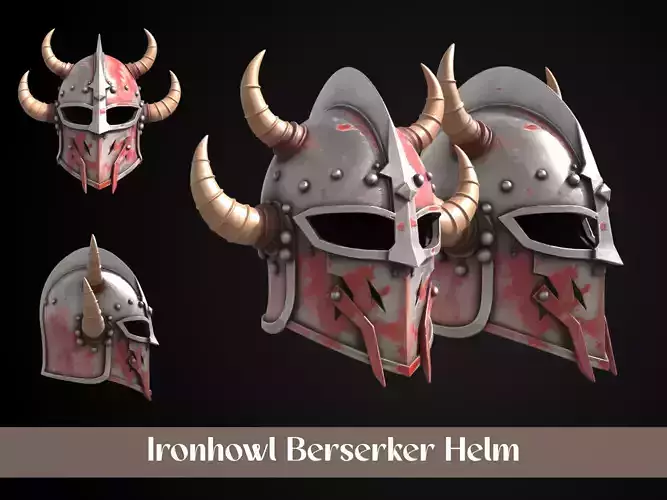 Stylized Viking Helmet - Ironhowl Berserker 3D print model