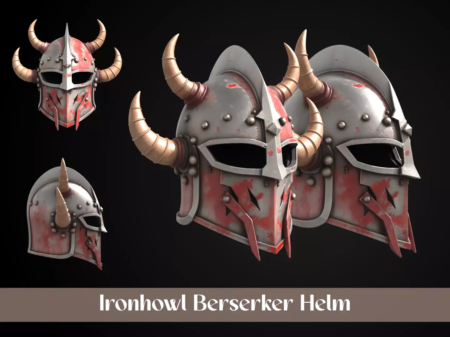 Stylized Viking Helmet - Ironhowl Berserker 3D print model_0