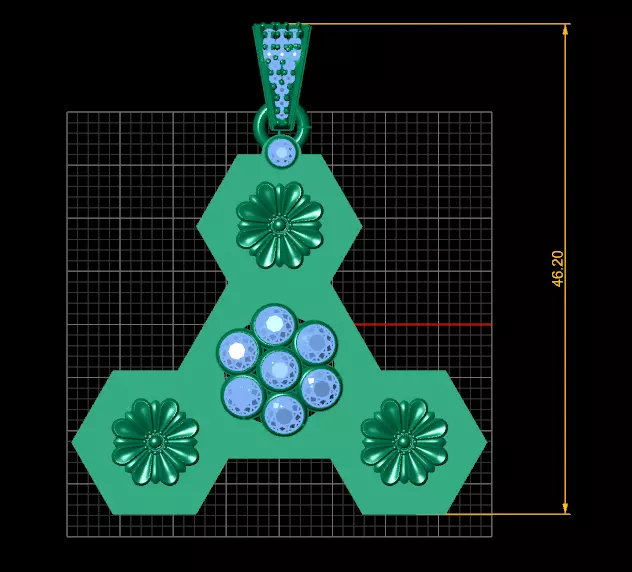 Hexagon Pendant  3D print model_5