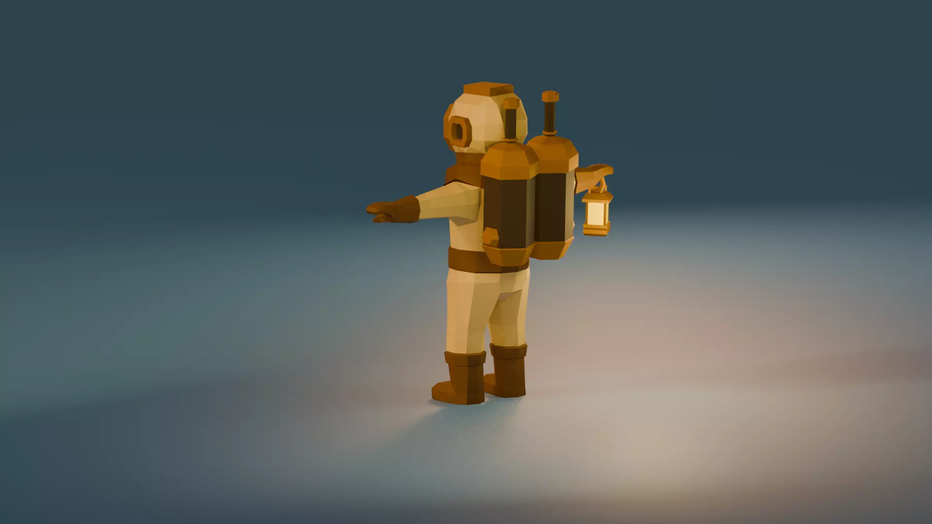 UNRIGGED VERSION LOW-POLY DIVER Low-poly 3D model_6