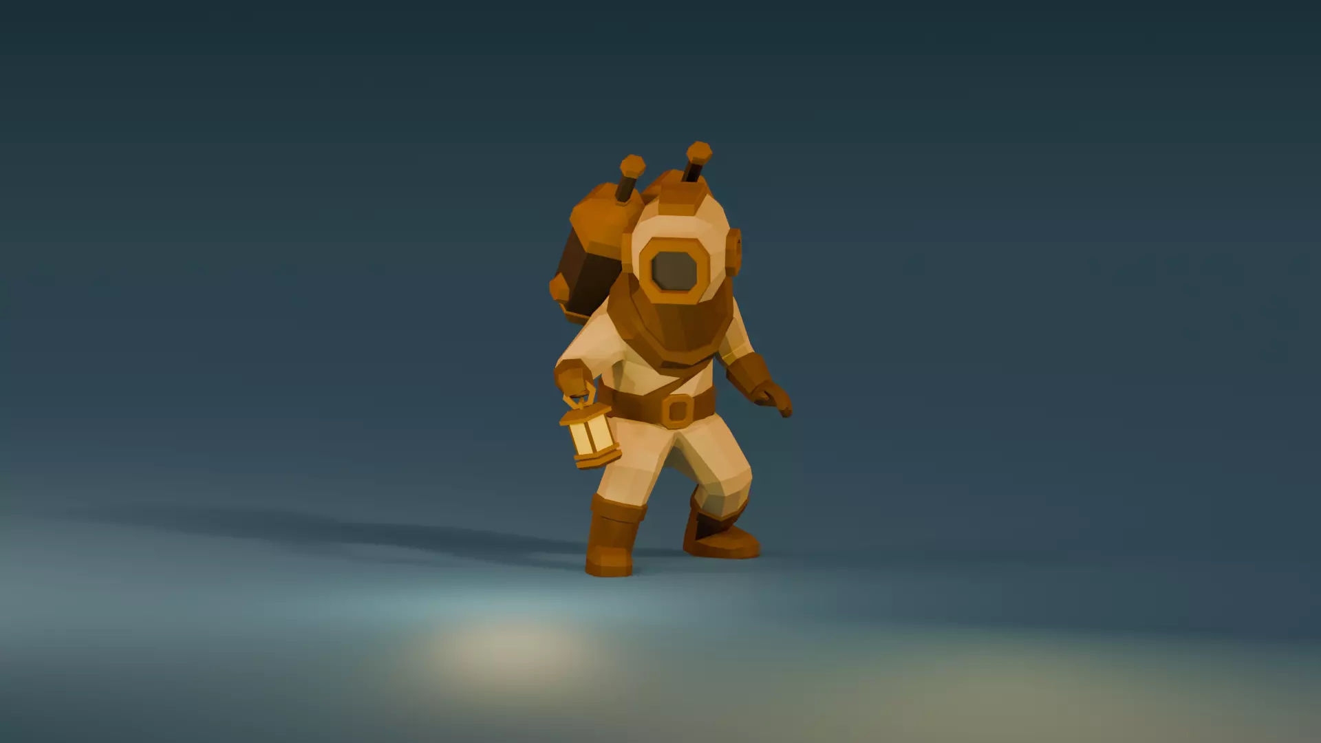 UNRIGGED VERSION LOW-POLY DIVER Low-poly 3D model_5