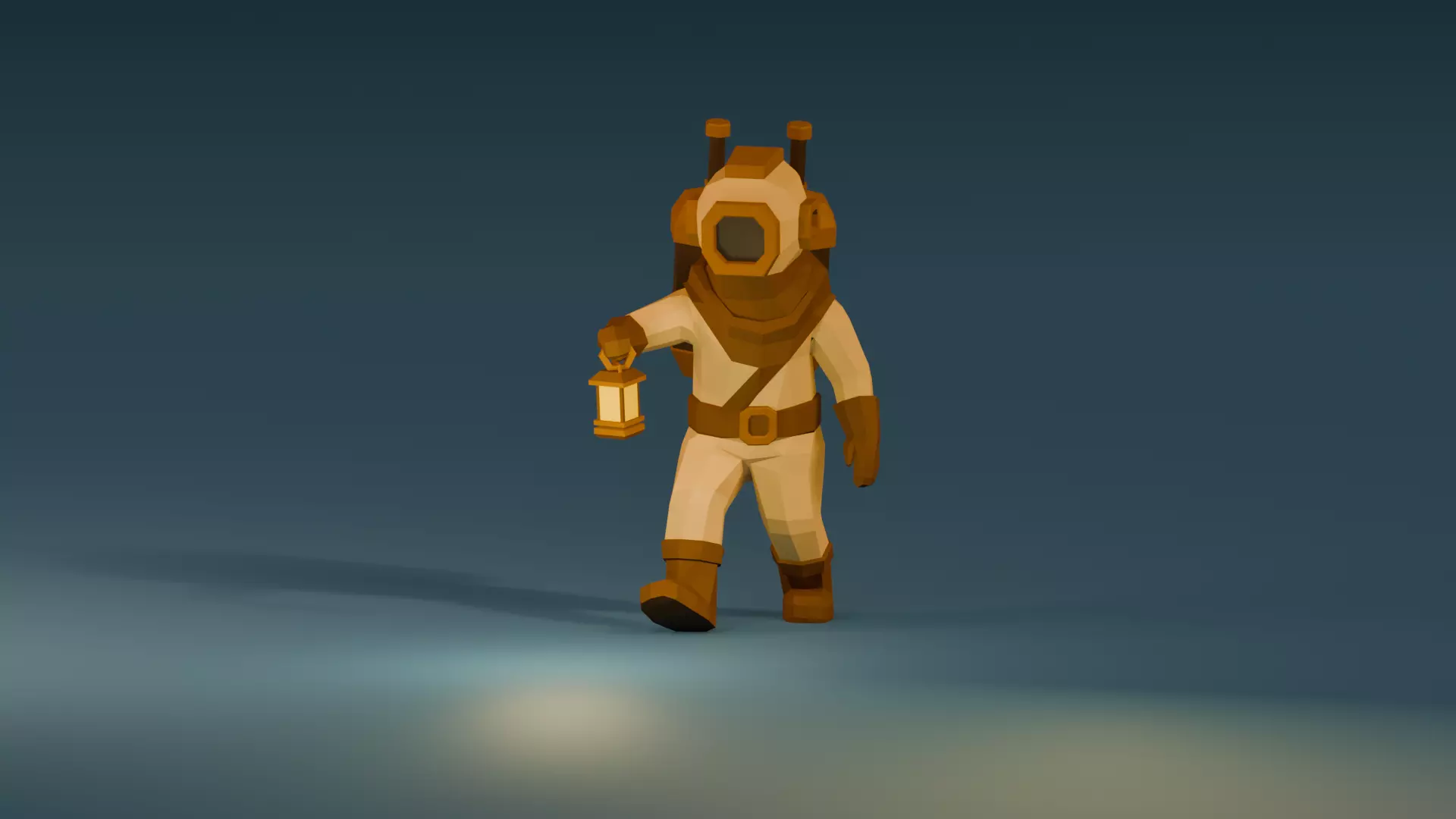UNRIGGED VERSION LOW-POLY DIVER Low-poly 3D model_4