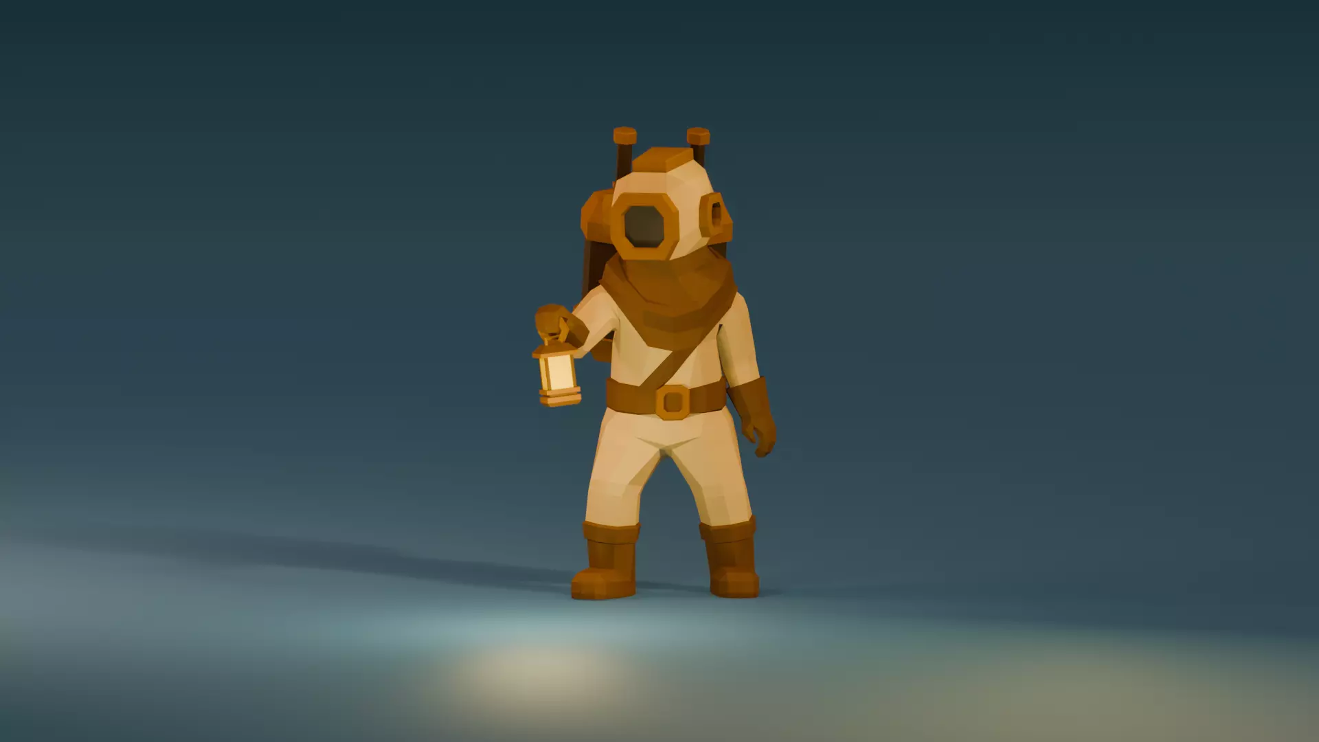 UNRIGGED VERSION LOW-POLY DIVER Low-poly 3D model_2