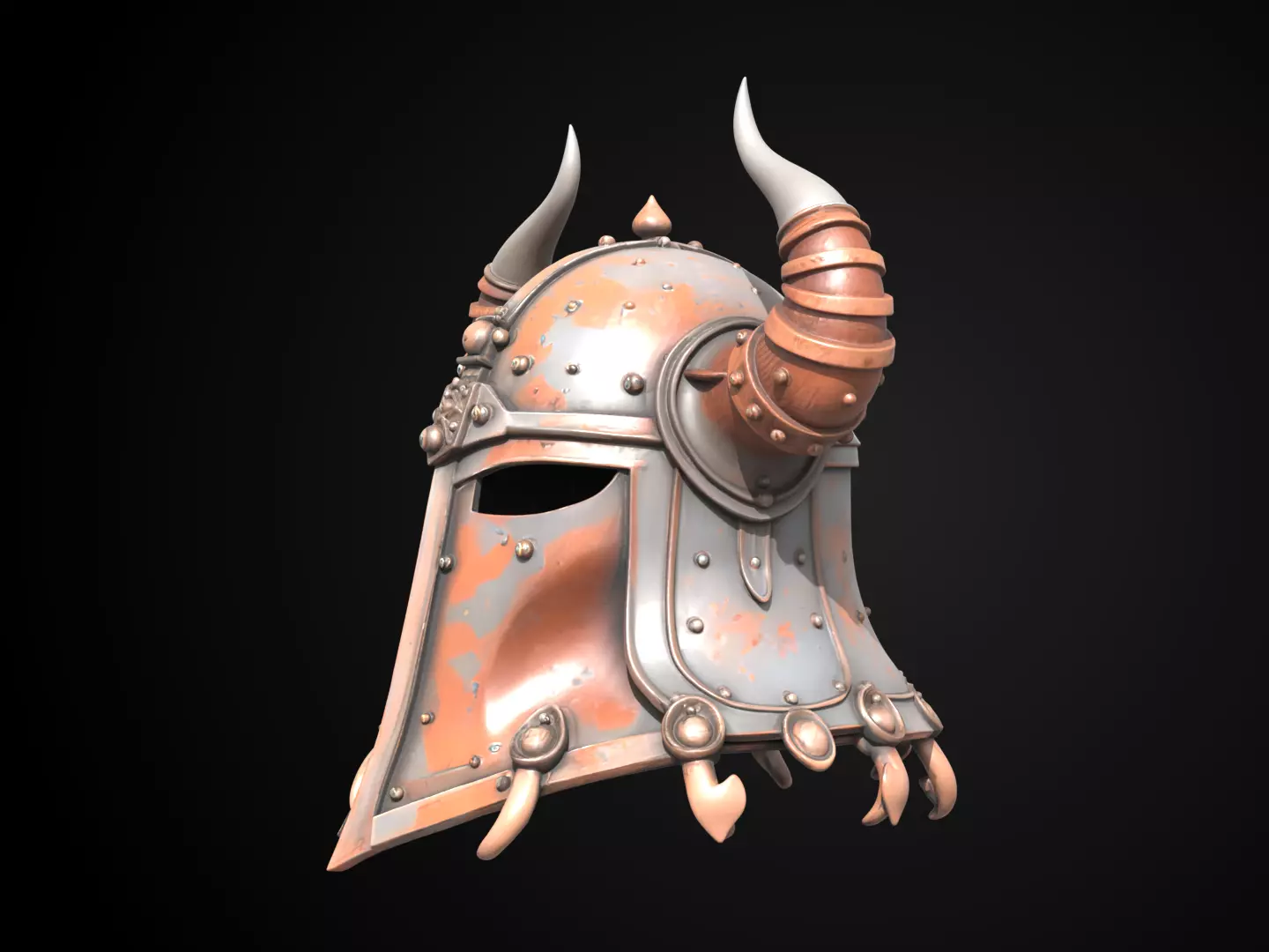 Stylized Viking Helmet - Ironfang Raider 3D print model_10