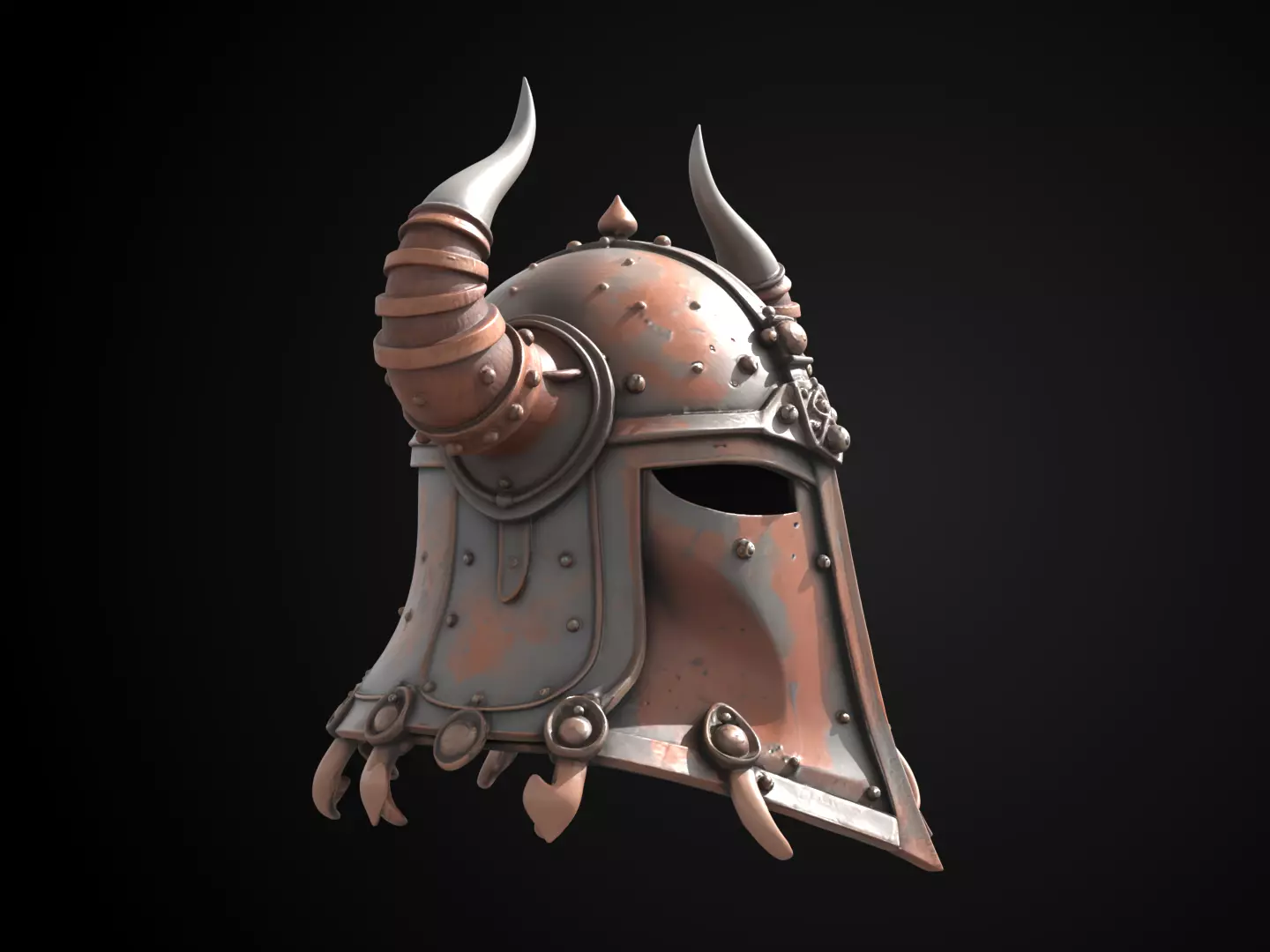 Stylized Viking Helmet - Ironfang Raider 3D print model_2