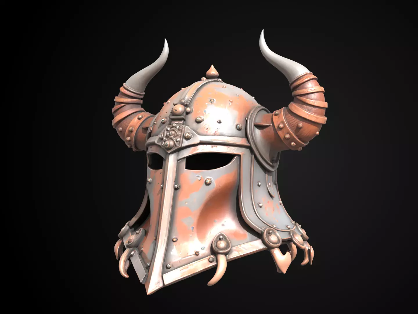 Stylized Viking Helmet - Ironfang Raider 3D print model_11