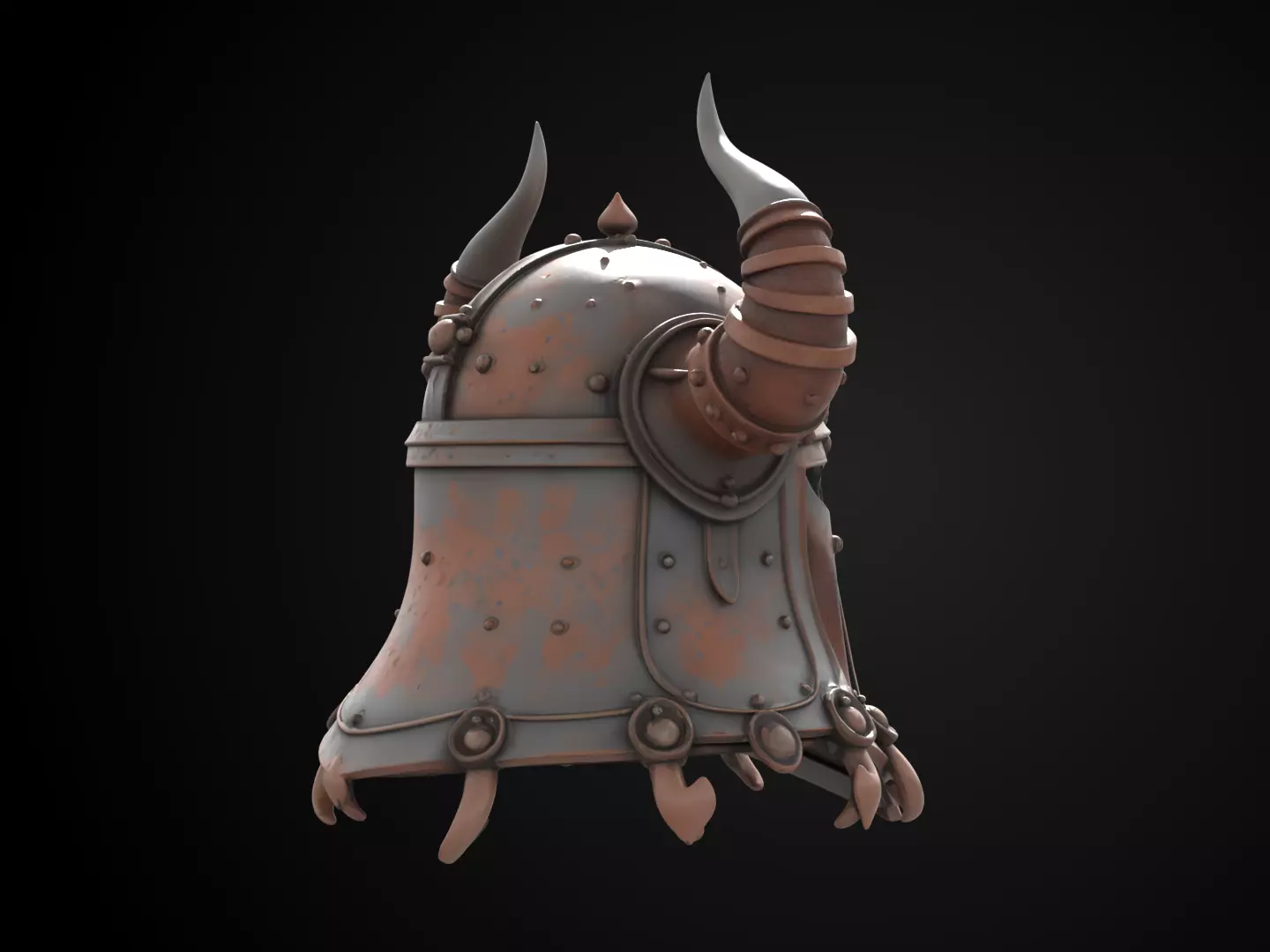 Stylized Viking Helmet - Ironfang Raider 3D print model_4