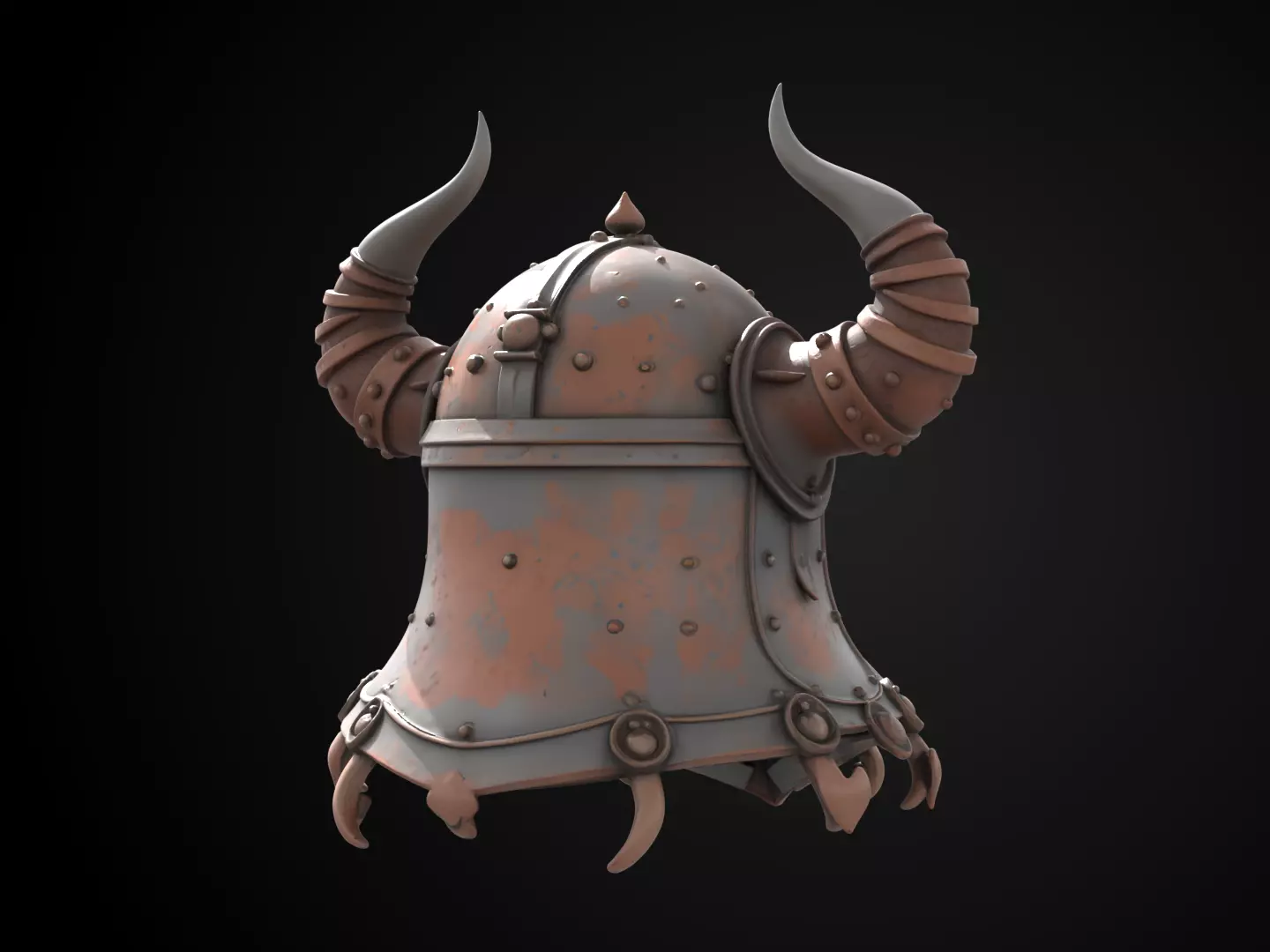 Stylized Viking Helmet - Ironfang Raider 3D print model_5