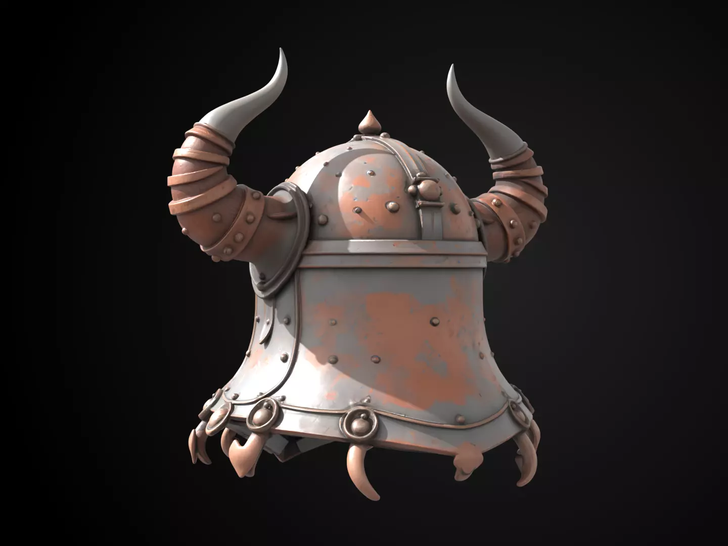 Stylized Viking Helmet - Ironfang Raider 3D print model_7