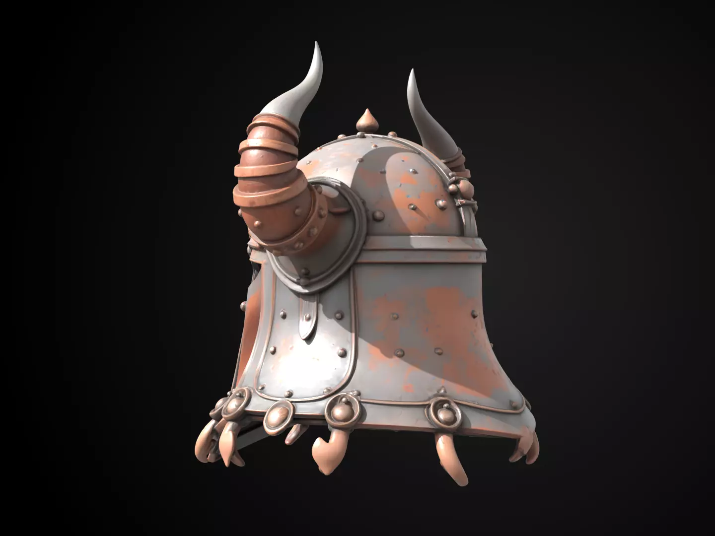 Stylized Viking Helmet - Ironfang Raider 3D print model_8