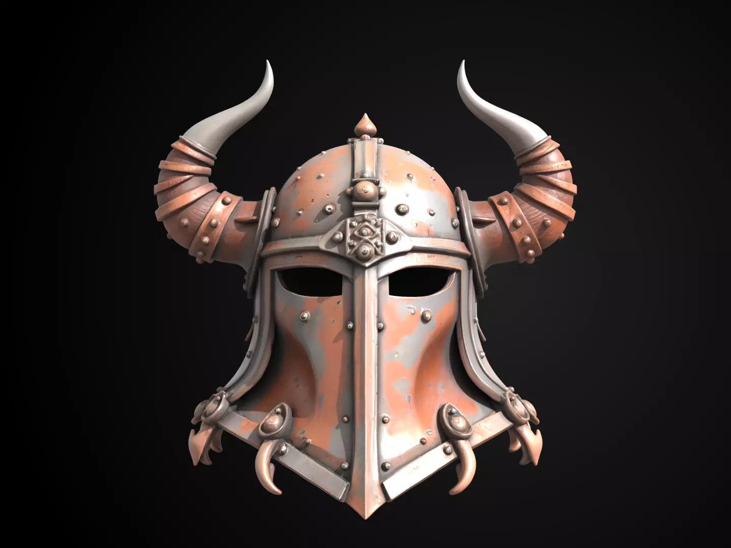 Stylized Viking Helmet - Ironfang Raider 3D print model_12