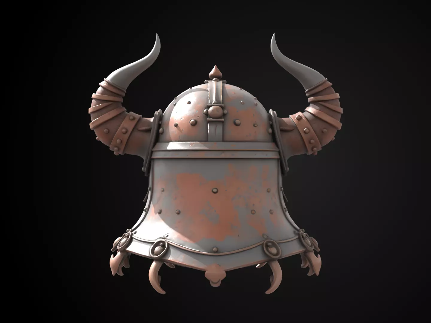Stylized Viking Helmet - Ironfang Raider 3D print model_6
