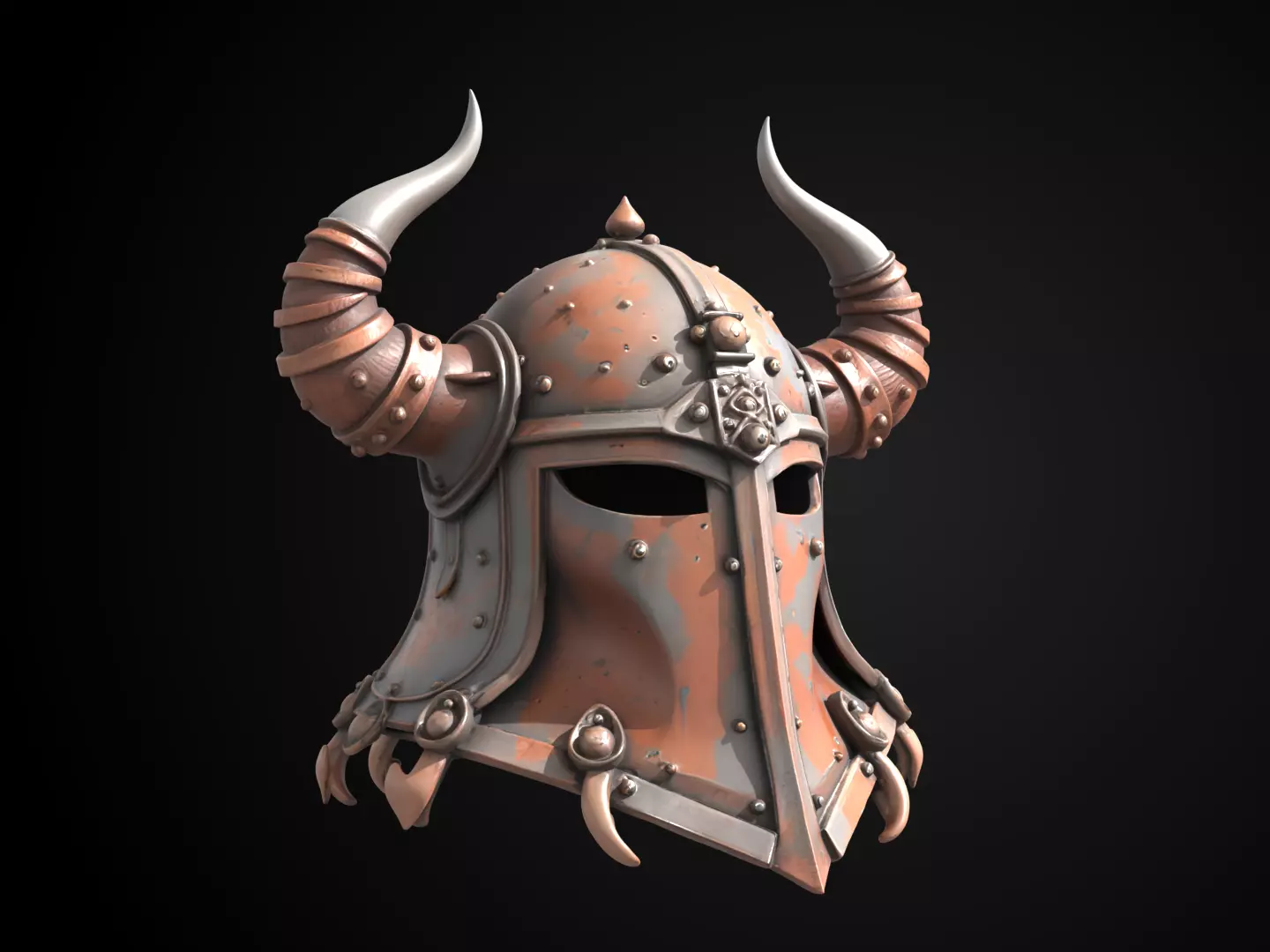 Stylized Viking Helmet - Ironfang Raider 3D print model_1