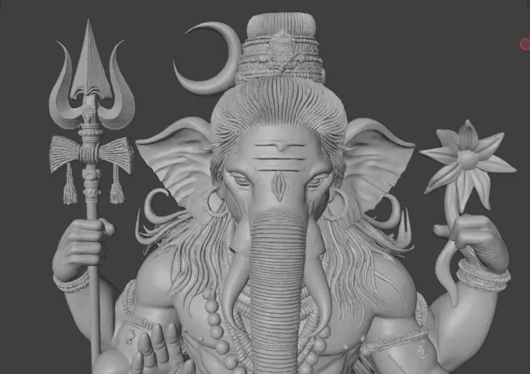 Warrior Ganesha Powerful Multi Armed Hindu God 3D print model_7